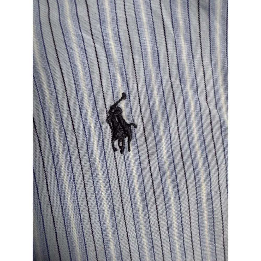 Ralph Lauren Kids Blue‎ White Striped Button Down Shirt Long Sleeve Size M 10-12